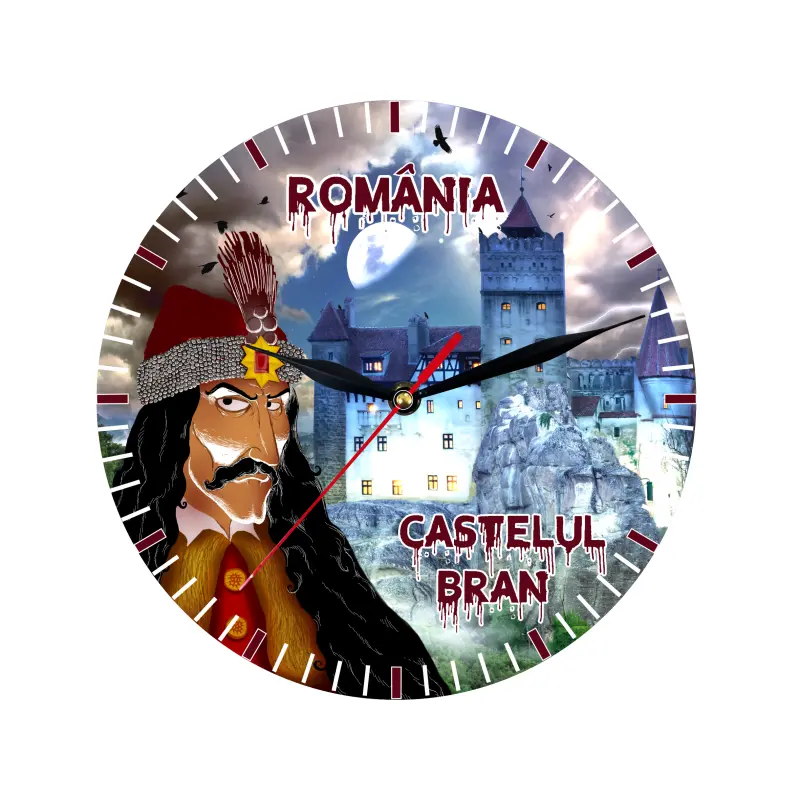 Castelul bran, ceas lemn de perete, model 08